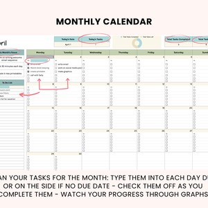 Monthly Calendar Task Tracker for Google Sheets - to Do List ...