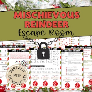 Mischievous Reindeer Escape Room - Christmas Escape Room Game - Fun Printable Puzzle Game for Kids - Perfect for Family Game Night
