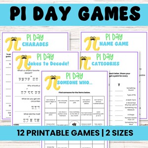 Pi Day Games Bundle - 12 Fun Classroom Pi Day Printable Activities -  Celebration Games for Kids Teens Adults - Math Class Pi Day Ideas