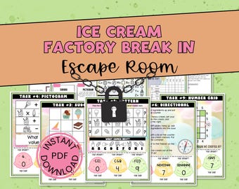 Ice Cream Factory Escape Room for Tweens and Kids - Printable Puzzle Game - National Ice Cream Day - Family Game Night - Summer Party