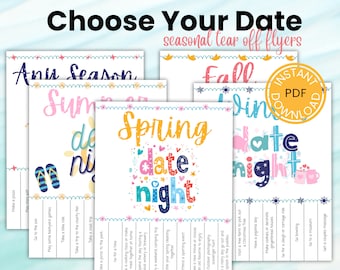 50 Date Ideas on Tear Off Flyers - Seasonal Date Night Fun