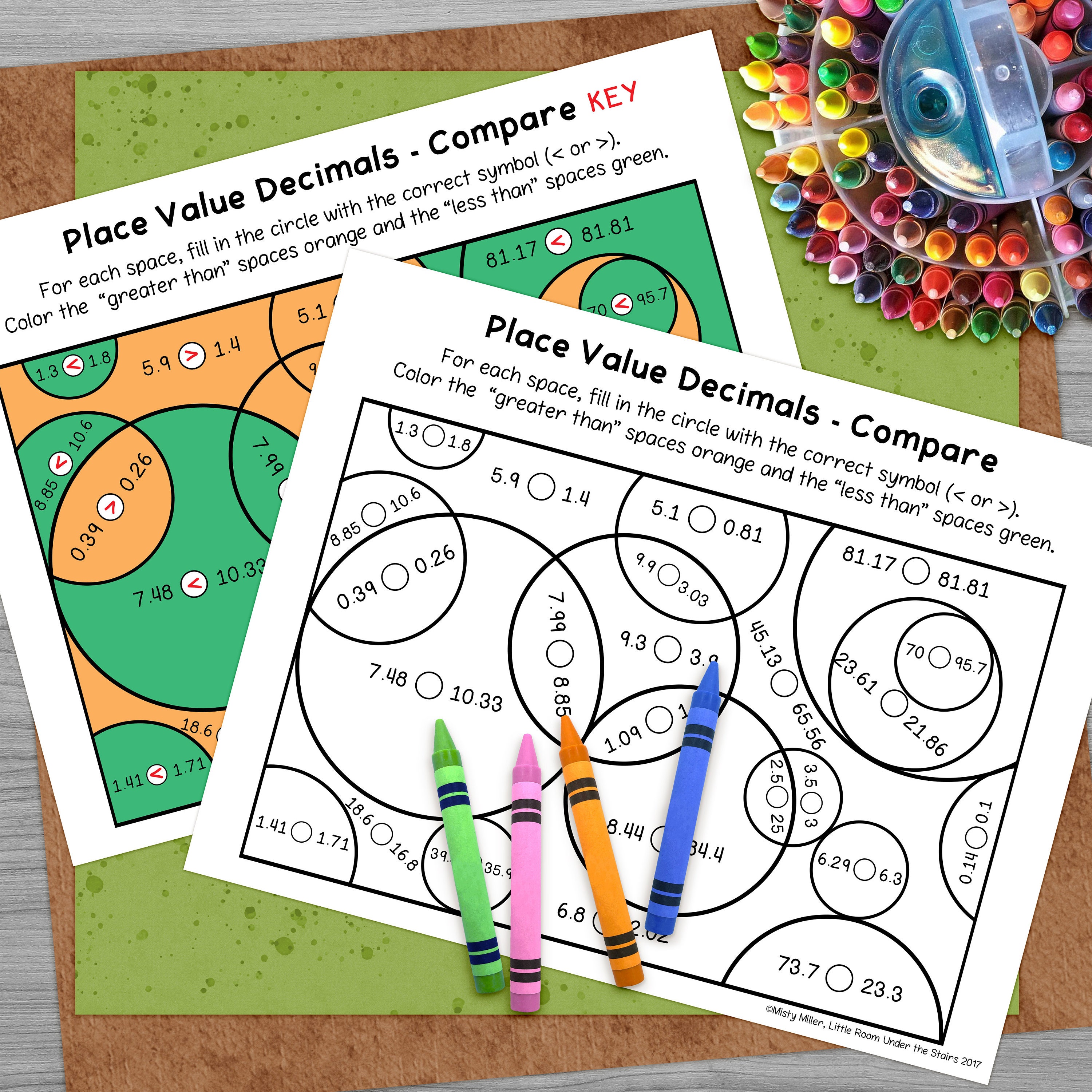 Color by Number Math Worksheets Decimal Place Value Practice 5th & 6th ...