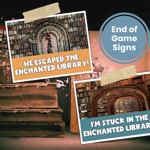 Printable Escape Room for Tweens, Teens, & Kids - The Enchanted Library Escape Room Game - Fun Printable Puzzle Game - Family Game Night - End of Game Signs - We Escaped - Stuck in the Enchanted Library