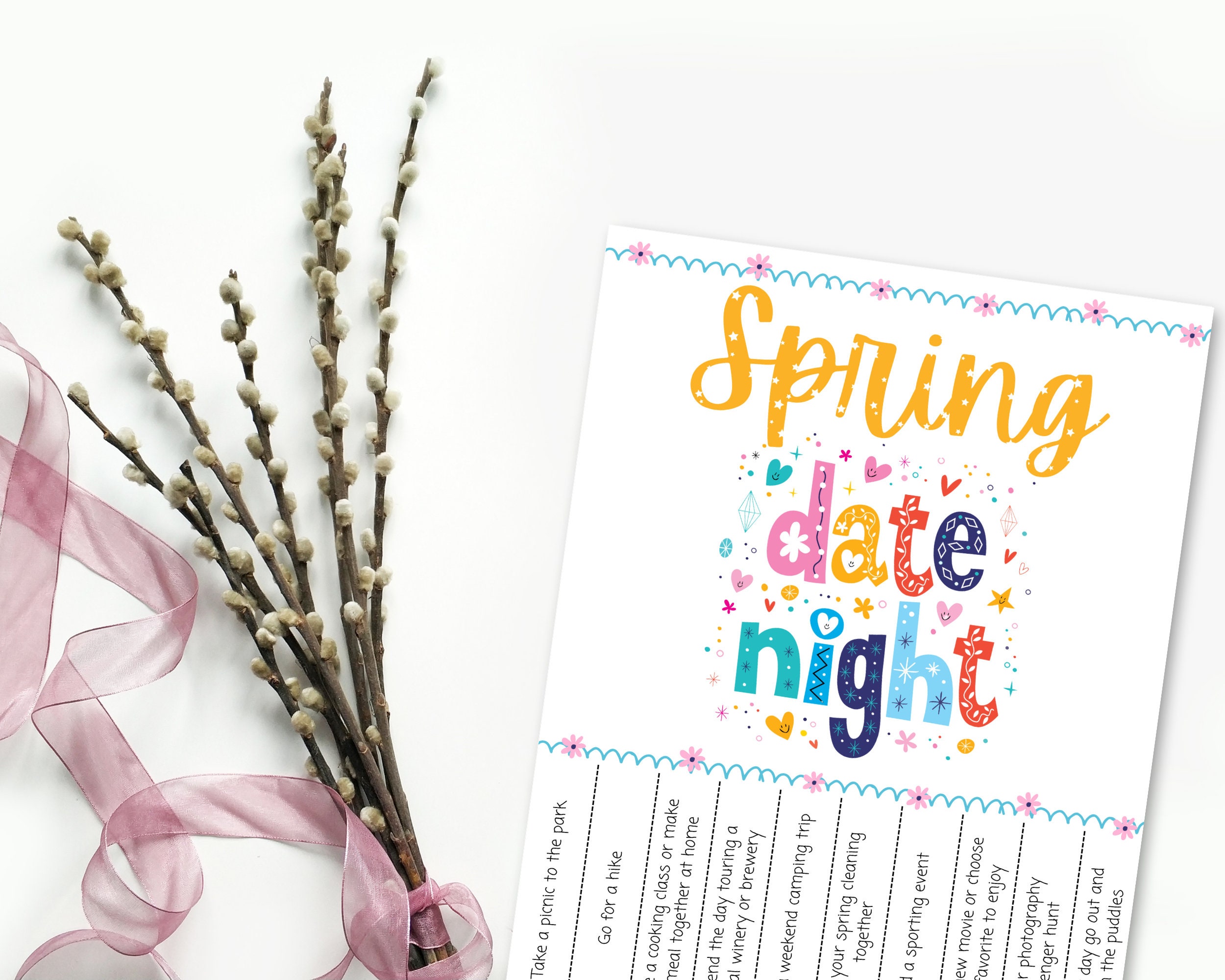 50 Date Ideas on Tear off Flyers Seasonal Date Night Fun Etsy