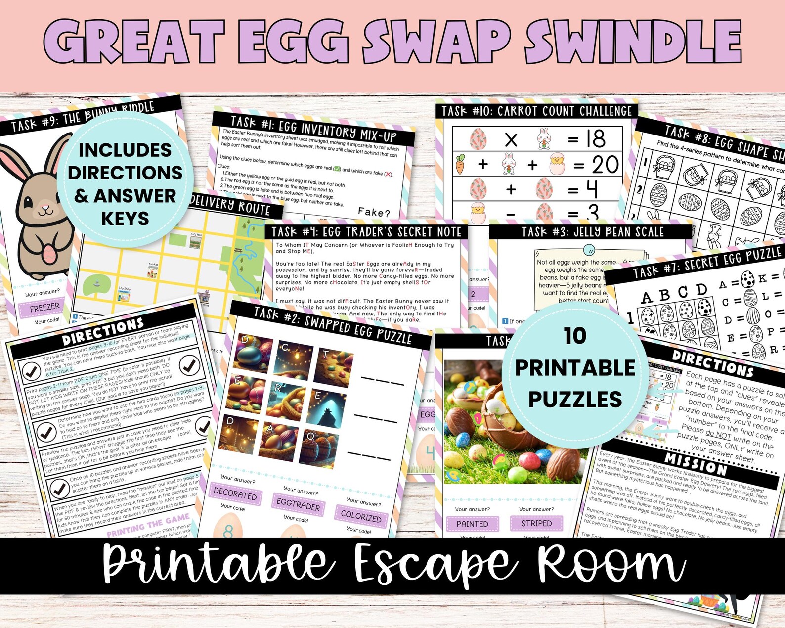 Easter Escape Room for Tweens and Kids - Printable Easter Egg Puzzle ...