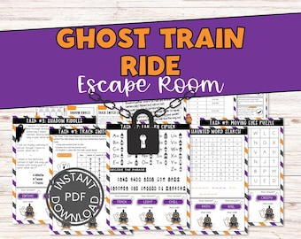 Halloween Escape Room for Tweens, Teens, & Kids - Ghost Train Ride Escape Room Game - Printable Puzzle Game - Family Game Night