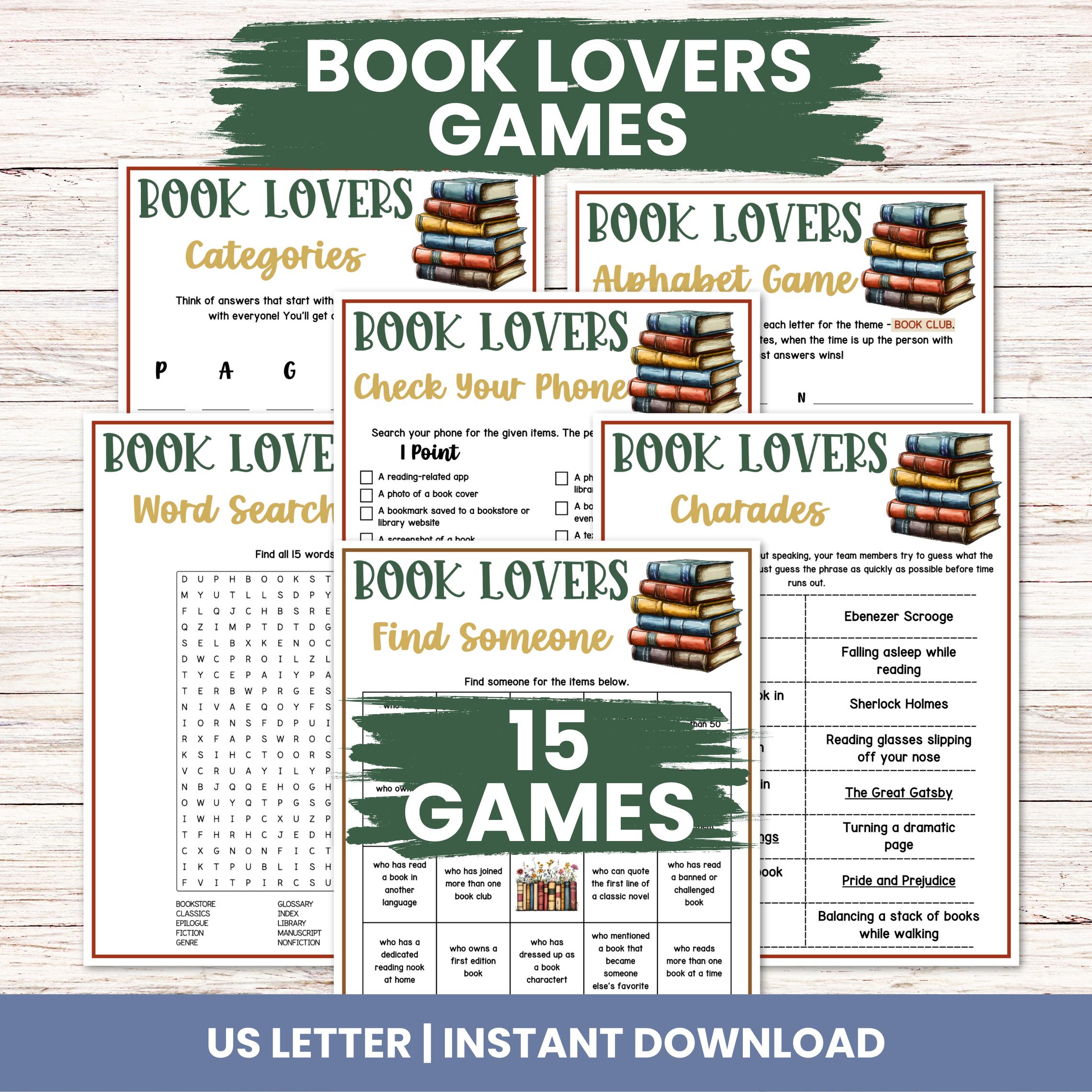 Book Club Games Bundle, Book Lovers Party Game Icebreakers, Reading ...
