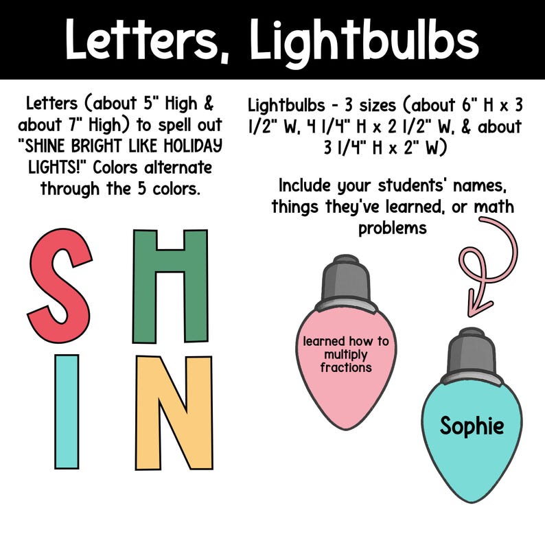 Christmas Math Growth Classroom Bulletin Board Kit: Shine Bright ...