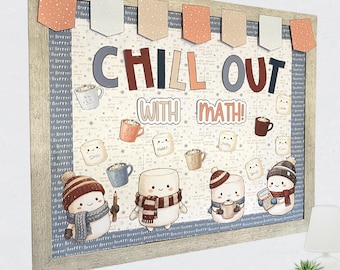 Winter Classroom Bulletin Board Kit: Chill Out With Math/Reading/Kindness/A Book, Upper Elementary & Middle School Bulletin Board Door Decor