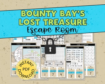 Pirate Escape Room - Fun Printable Puzzle Game for Kids - Perfect for Family Game Night or Pirate Birthday Party