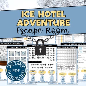 Winter Printable Escape Room for Tweens and Kids - Ice Hotel Adventure Game - Printable Puzzle Game - Family Game Night - Winter Break