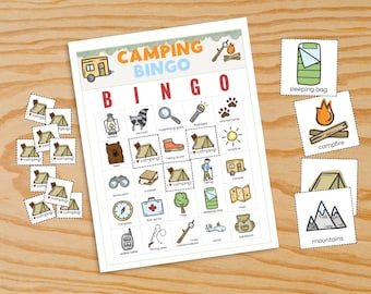 Camping Bingo Game, 40 Printable Camping Bingo Cards, Summer Camp Game for Kids, Camp Party Game, Campground Activity, Senior Citizen Game