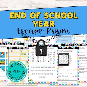 Printable Escape Room for Tweens, Teens, & Kids - End of the School Year Escape Room Game - Fun Printable Puzzle Game - Family Game Night