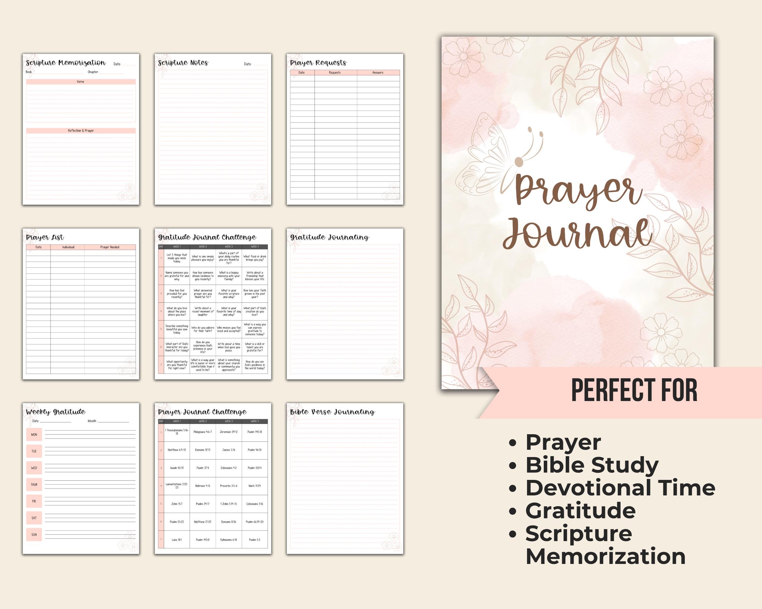 Prayer Journal Printable for Women, Scripture Memorization, Bible Study ...