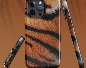 Tough iPhone® Case with Realistic Tiger Print – Durable Dual-Layer Protection
