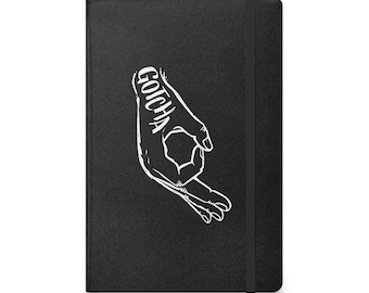 Hardcover Notebook with 'Gotcha' Hand Illustration - 80 Lined Pages, Elastic Closure