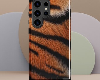 Tough Samsung® Phone Case with Realistic Tiger Print – Durable Dual-Layer Protection