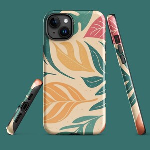 Tough iPhone® Case with Colorful Jungle Leaves – Durable Dual-Layer Protection