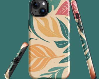 Tough iPhone® Case with Colorful Jungle Leaves – Durable Dual-Layer Protection