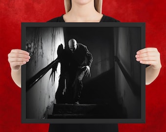 Vintage Nosferatu Inspired Poster, framed Horror poster, classic wall art, vintage film decor, horror movie poster