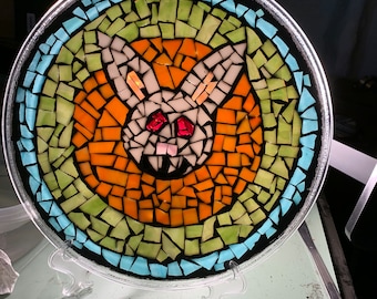 Handmade Glass on glass mosaic rabbit