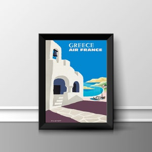 Greece - Air France - Vintage Airline Travel Poster - A4 A3 A2 - Quality Prints #15