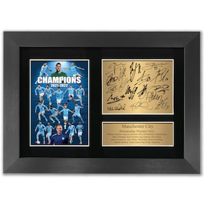 Manchester City Autograph Premier League Champions 2021/2022 Display Signed A4 Printed Football Photo Picture Display No112
