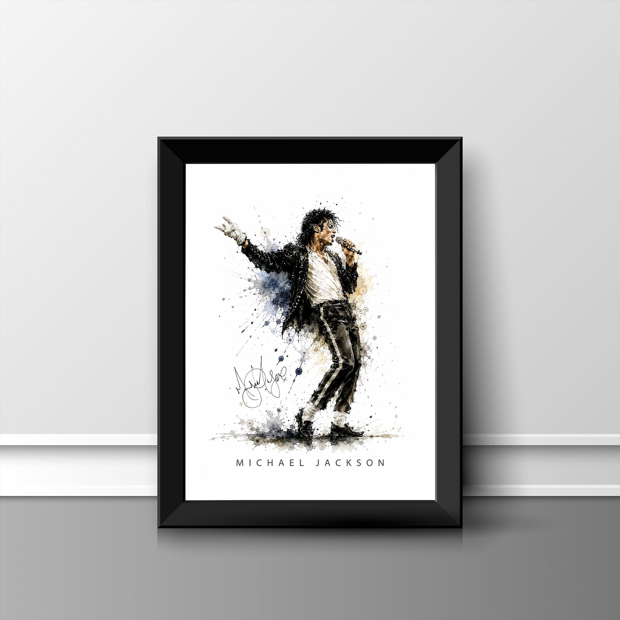 Michael Jackson Watercolour Print, Reproduction Autograph Poster