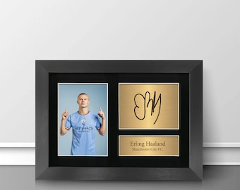 Erling Haaland Autograph Print in Black Frame - Manchester City Gift