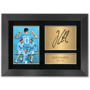 Jack Grealish Autogramm Foto Druck ManCent City A4 signiert Gedruckt Autogramm Erinnerungsstücke Reproduktion Bild Man City No140