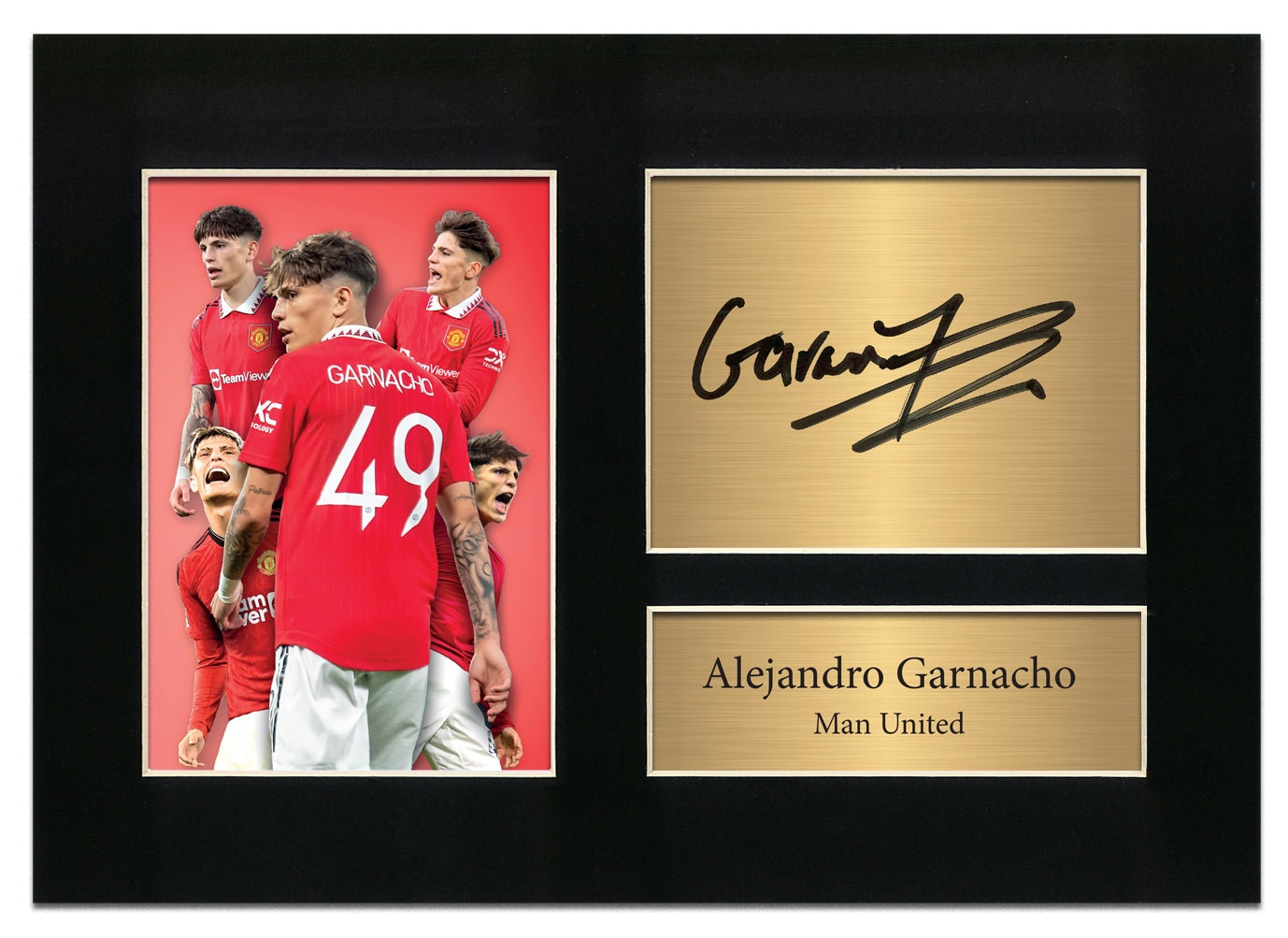 アルゼンチン代表 GARNACHO 17番 直筆サイン Alejandro Garnacho Signed Photo Print, Man U Memorabilia (framed