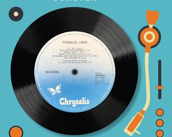 Vintage Style Coasters Vinyl Record Music Band Drinks Round - Retro Funky Mats for Pubs or for the Home  - Birthday or Christmas Gift