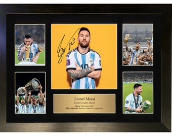 Lionel Messi AutographReproduction Print, Argentina World Cup, Framed Print (A3)