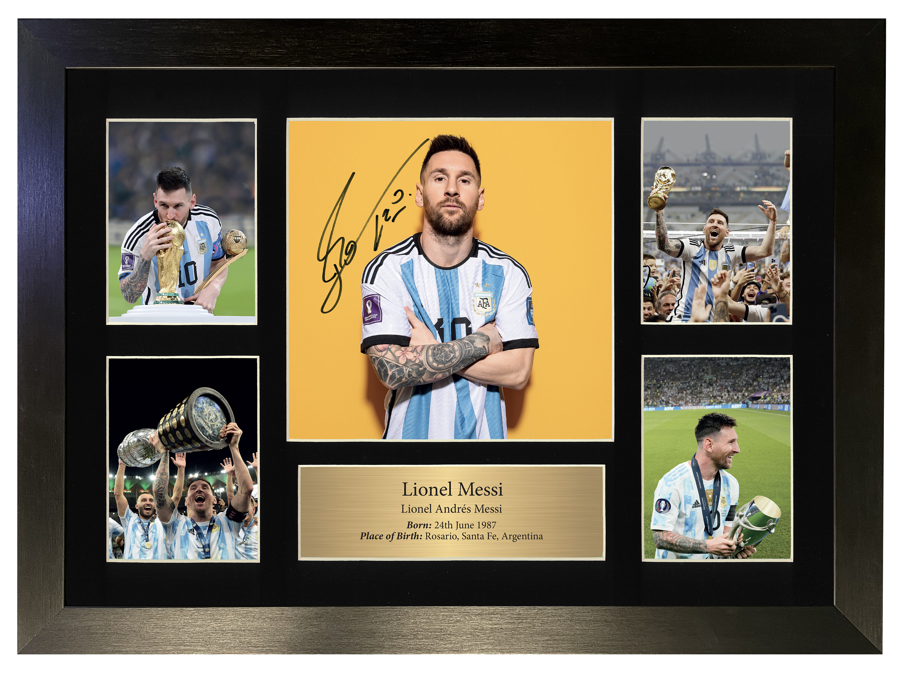 Lionel Messi Autogramm, Argentinien Fußball-WM, Gerahmter Druck (A3