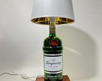 Artisan Tanqueray Gin lamp, lamp with bottle, glass lamp, lamp, gin lamps