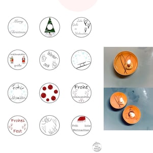 Christmas tealight messages to print • Tealight messages wick not removable • Christmas tealight messages template