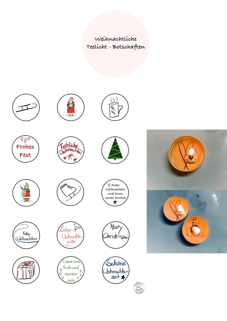 Teelichtbotschaften Weihnachten zum Ausdrucken Etsy Österreich