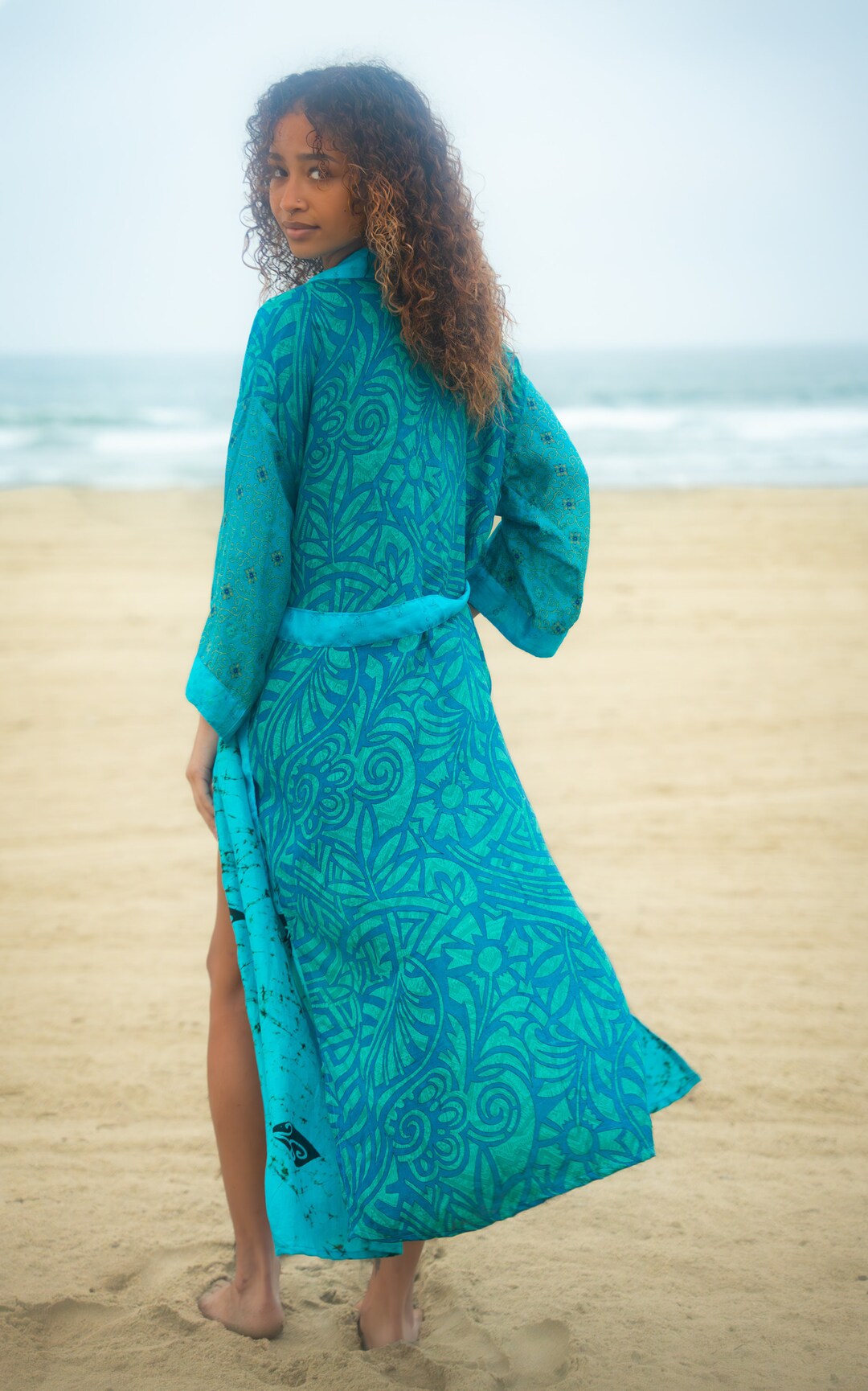 Sari Robe Blue Luxe Sari Silk Robe - Etsy