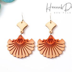 Boho Seashell colgante pendiente de madera Svg archivo de corte láser Descarga digital