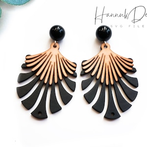 Boho gelaagde bloem hout Earring Svg lasergesneden bestand digitale download