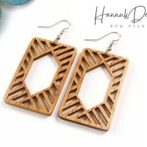 Fischgrät rechteckig Hoop Holz Ohrring svg Laser cut Datei digitaler Download