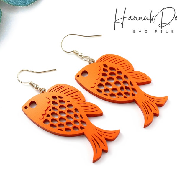 Fish Ocean Sea Nature Animal Wood Earring Svg Laser Cut File Digital Download