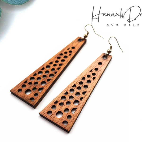 Narrow Triangle with Holes Boho Style Pendant Wooden Earring Svg Laser Cut File for Glowforge Instant Download