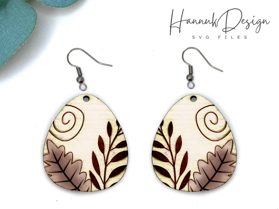 Fall Leaf Earrings Svg Earring Shapes Svg Floral Boho Wood Etsy