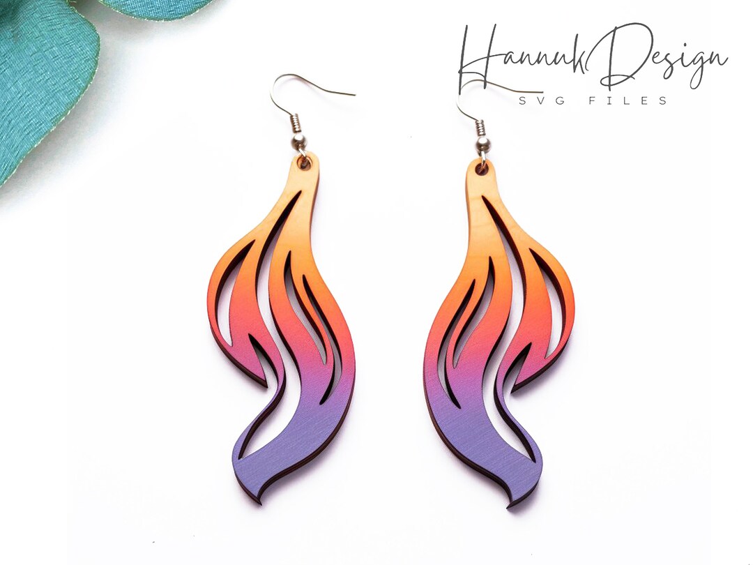 Wavy Flame Wood Earring Svg Laser Cut File Digital Download Etsy UK