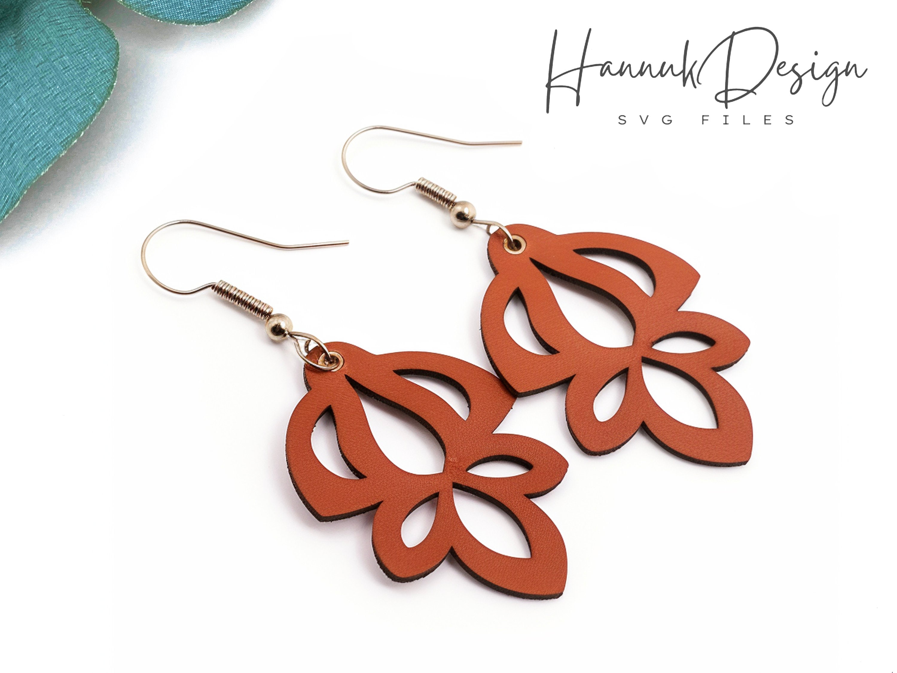 Natural Floral Pattern Leather Earring Svg Template for Cricut, Faux Leather Earrings Svg Instant Download
