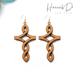 File di taglio laser SVG per orecchini in legno con croce Boho intrecciata Download digitale