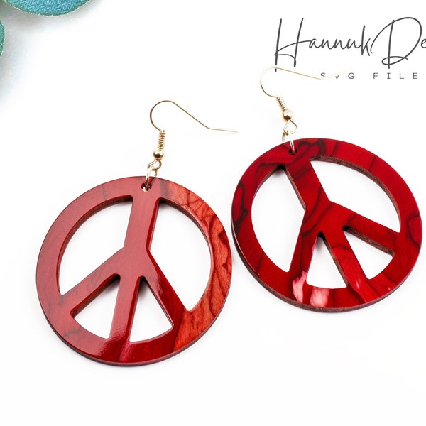 Rounded Peace Sign Wood Earring Svg Laser Cut File Digital Download