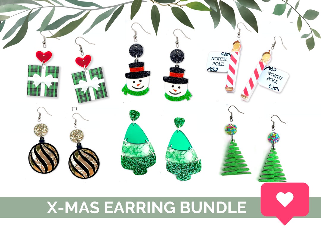 Christmas Earring Bundle Svg Laser Cut File for Etsy