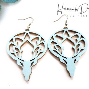 Christmas Deer Wood Earring Svg Laser Cut File Digital Download